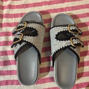 Blue and Black Platform Sandals